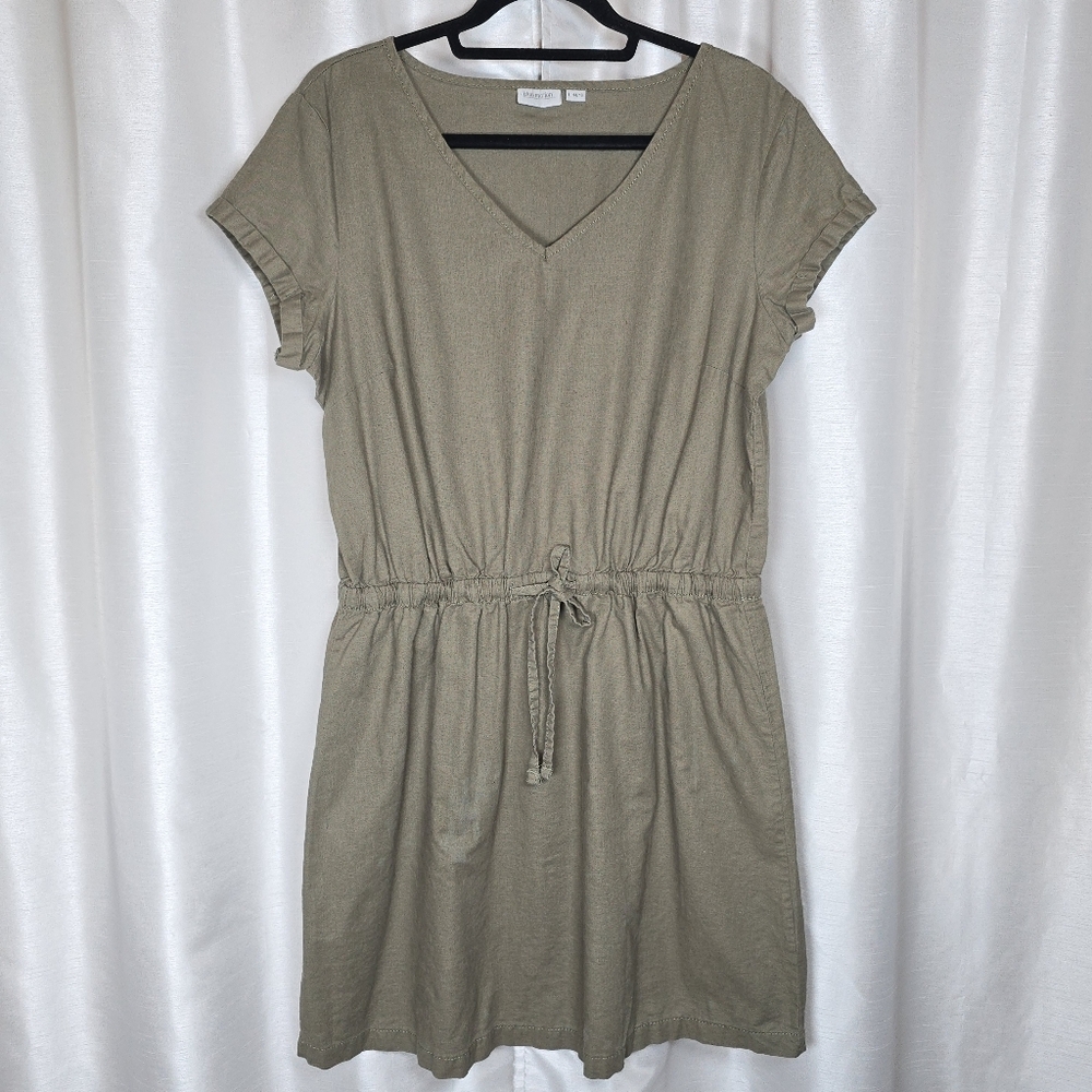 Blue Motion Women's Linen Dress Large Cottagecore Clean Girl Garden Coastal Chic